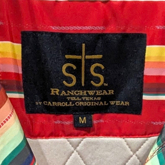 STS Ranchwear The Sealy Vibrant Multi Colored Striped Quilted Vest (M) - Picture 3 of 7